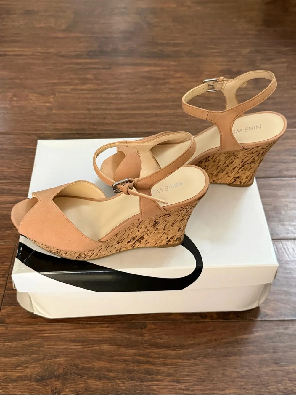 Nine West Peach Suede Open-Toe Ankle-Strap Sandals